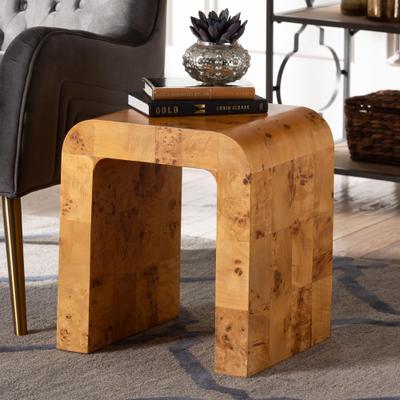 Revelle Modern and Contemporary Natural Light Mappa Real Burl Wood End Table by Bali & Pari in Burl (Size ONE SIZE)