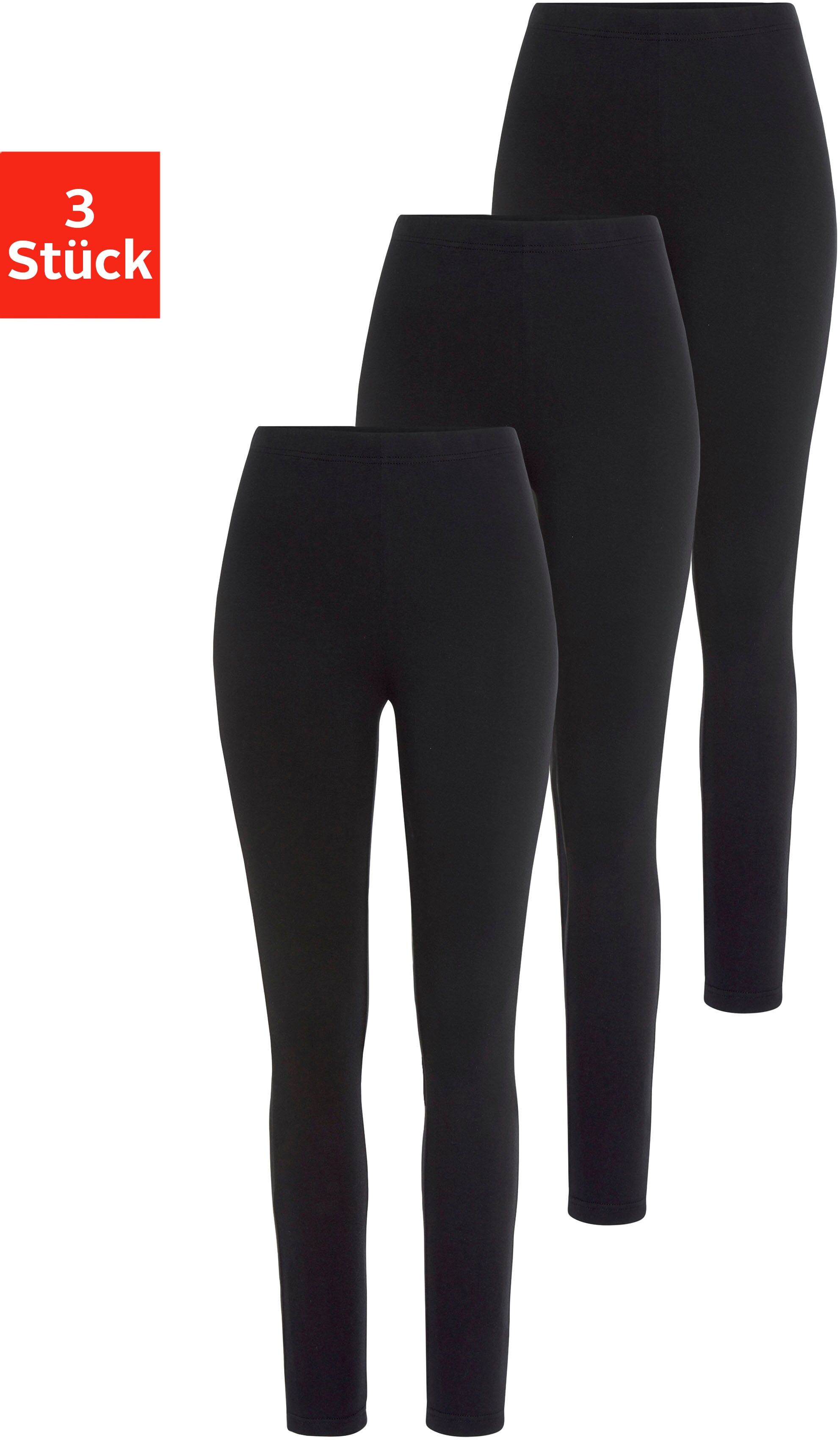 Leggings H.I.S "Damen", Damen, Gr. 32/34, N-Gr, schwarz, Single Jersey, Obermaterial: 95% Baumwolle, 5% Elasthan, unifarben, Basic, Hosen Leggings, für Sport und Freizeit, Topseller