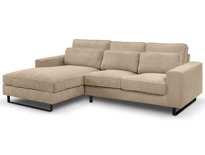 Ecksofa Bolivia links mit Rückenkissen , 276cm , Cord , beige