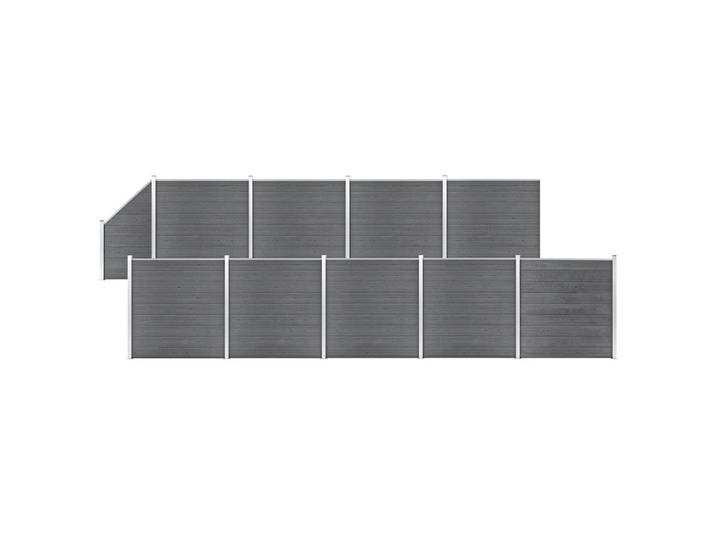 vidaXL WPC Zaun-Set 9 Quadrate + 1 Schräge 1657x186 cm Grau