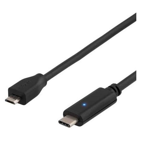 Deltaco USB 2.0 Cable, Type C - Type Micro B ha, 0.5m - Black (0.50 m, USB 2.0) (USBC-1023)