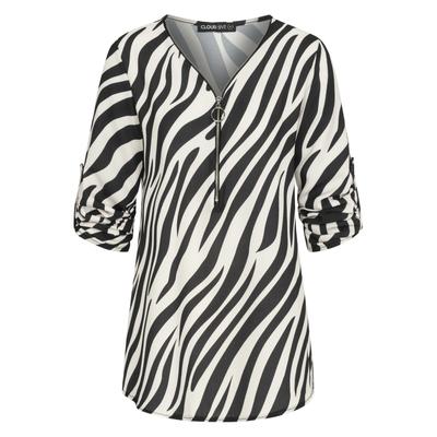 Klassische Bluse CLOUD 5IVE "CLOUD 5IVE Damen", Damen, Gr. L, schwarz-weiß (schwarz, weiß), 95% Polyester, 5% Elasthan, Blusen