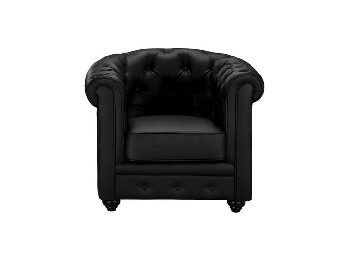 Vente-Unique Sessel mit gerader Rückenlehne - 1 Person - kunstleder - schwarz Chesterfield, Schwarz, Holz, 82x72x78 cm, Wohnzimmer, Sessel, Chesterfield-Sessel