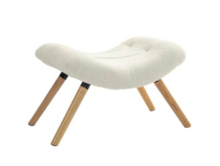 HOMCOM Sitzhocker mit Weichem Sitzkissen Holzbeinen Fußhocker Cremeweiß