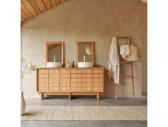 Badezimmermöbel aus Eiche 170 cm Miu - Natur - Oak