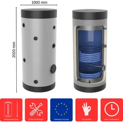 Brauchwasserspeicher 1000 L SP-1-1000 Standspeicher Warmwasserspeicher Boiler