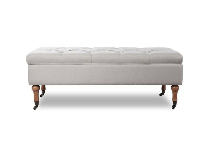 Banquette coffre capitonnée Philippine tissu beige