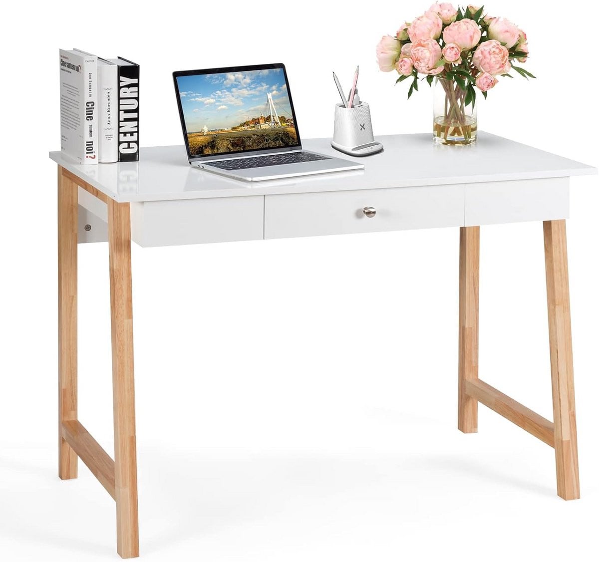 Houten computerbureau met lade voor werk en studie