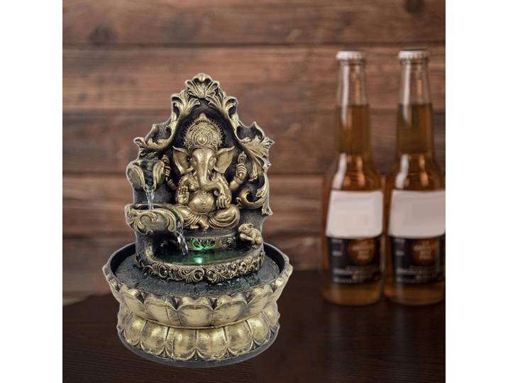 Statue Ganesha hindoue faite à la main, fontaine d'eau d'intérieur, paysage aquatique LED, décorations pour la maison, ornements porte-bonheur Feng Shui, décor de Yoga Zen, 1 pièce