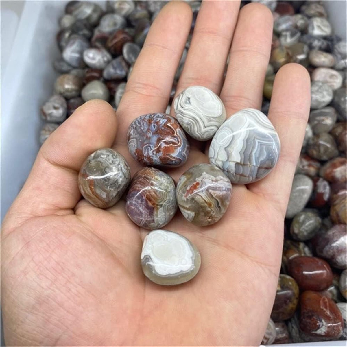 Gepolijste Agaat Stenen - Tumblestones voor Meditatie en Balans - Multicolor - 100 gram