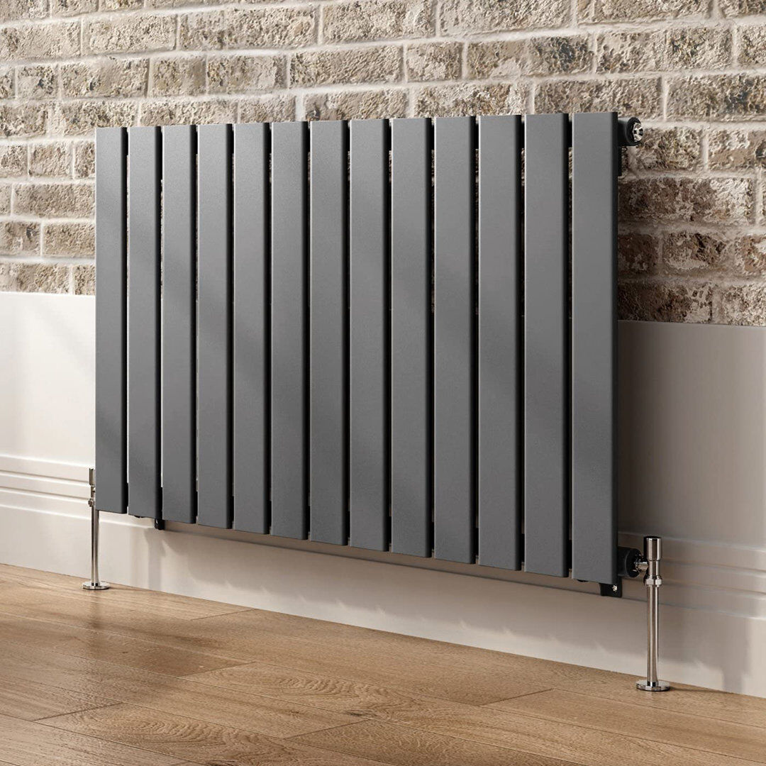 iBathUK Apex Horizontal Radiator, Single Panel Radiators, 600- Slim Radiator Gray 60cm H x 98.8cm W x 52cm D