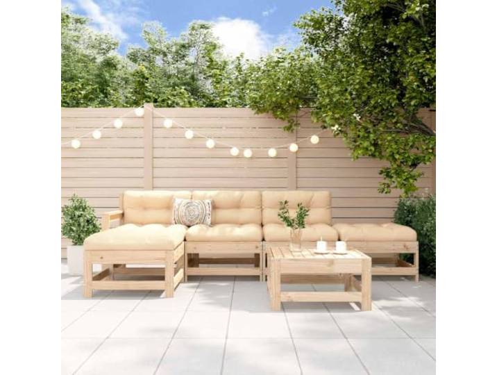 WDGJJFECNMUEHI Pin massif Design à Lattes Modulable Brun 48.57 Salon de jardin 6 pcs Bois de pin massif Modulable Table basse Canapé Angle Extérieur Terrasse