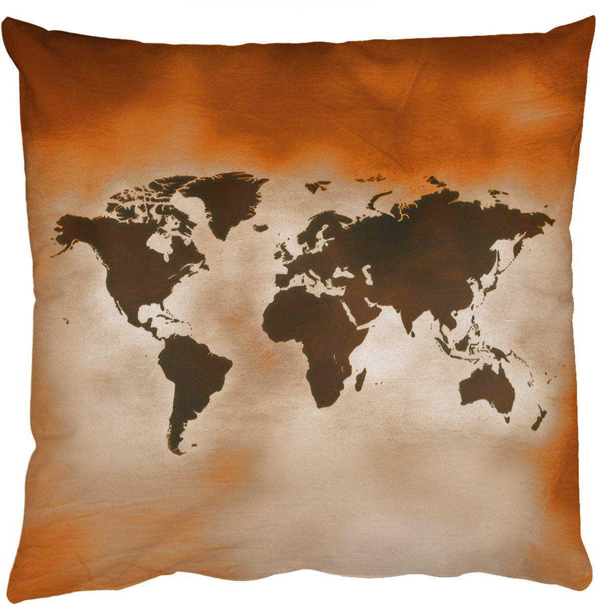 PillowMonkey Sierenkussen Wereldkaart - Bruin - 60 x 60 cm