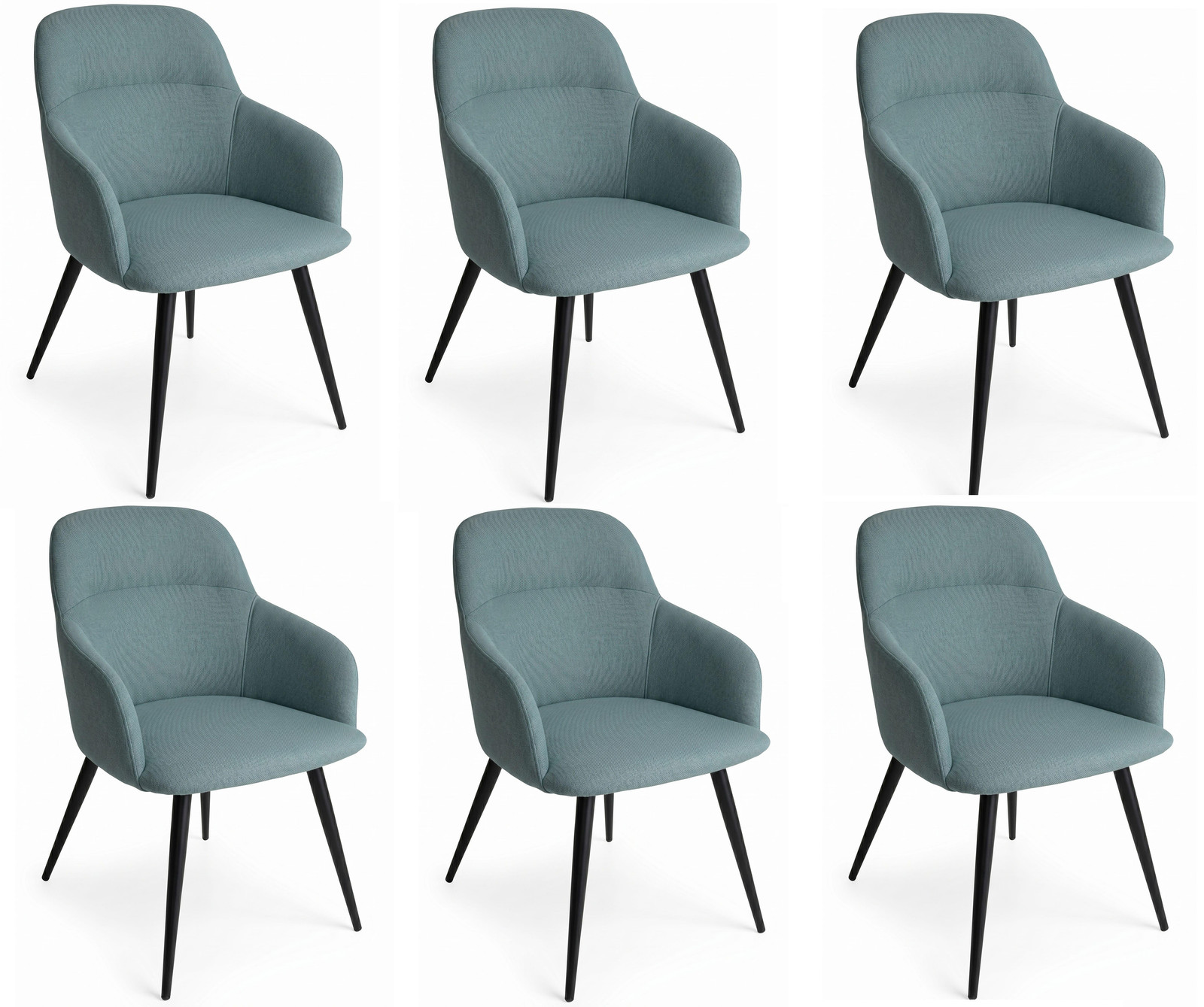 Set van 6 stijlvolle eetkamerstoelen van JVmoebel in blauw textiel