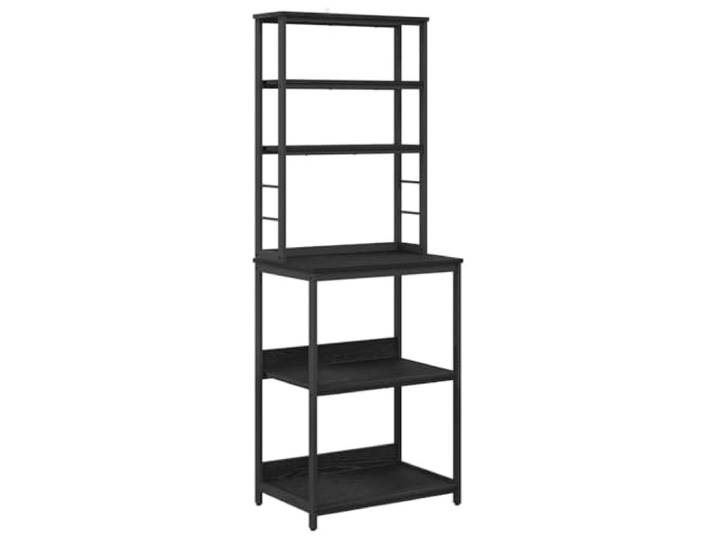 HGFDVCMR Küchenregal Schwarz Eichen-Optik 60x40x168 cm Standregal 5 Böden Vielseitiges 5 Etagen Standregal für Küche und Esszimmer aus Holzwerkstoff und Stahl mit verstellbaren Ausgleichsfüßen.