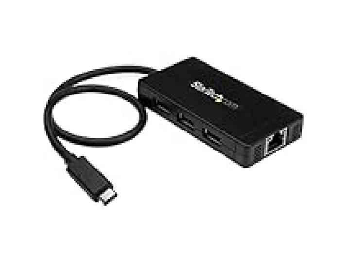 StarTech Hub USB-C 3 Ports, Gigabit Ethernet, 3x USB-A, 5Gbps, Câble 30cm