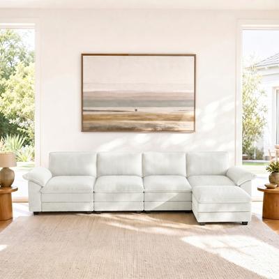 Uixe Modern Corduroy Modular Sectional Sofa With Armless Sofa Ottoman