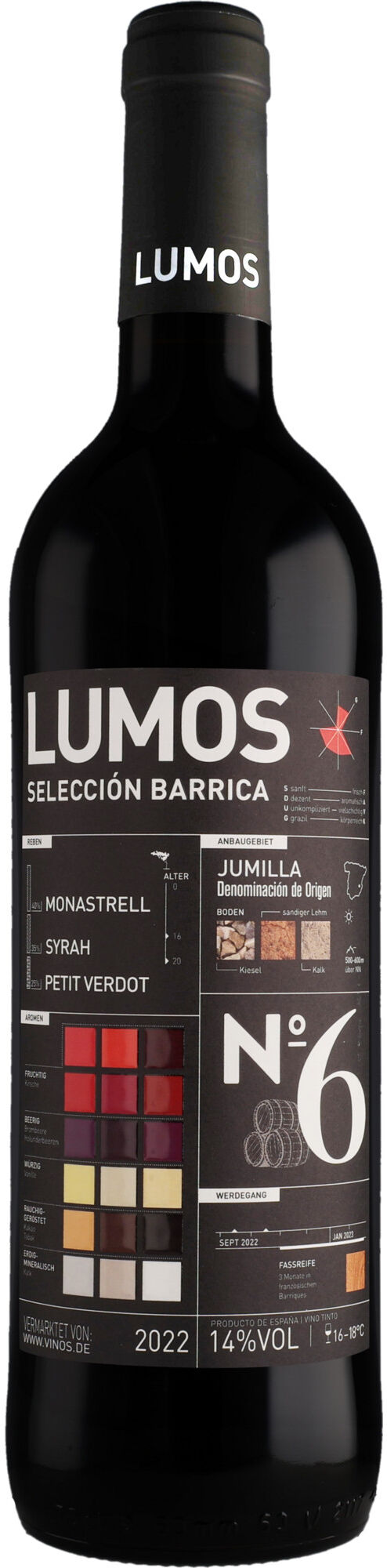LUMOS No.6 Selección Barrica 2022 14% Vol. Rotwein Trocken aus Spanien