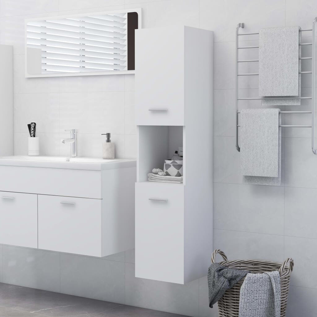 Latitude Run Humayd Freestanding and Wall Linen Cabinet White 130cm H X 30cm W X 30cm D