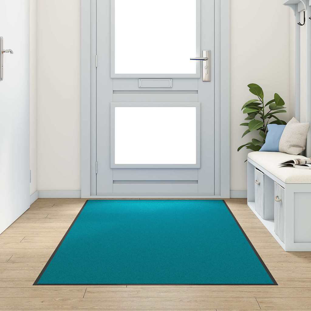 17 Stories Non-Slip No Pattern Doormat Cyan 120 x 250 cm