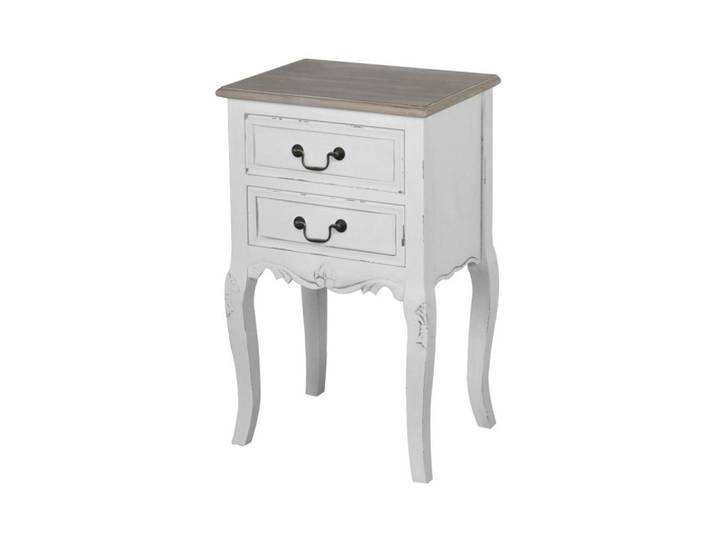 Furnlux Nachttisch Rimini White Weiß 41x31x67 cm, Holz, 41x67x31 cm, Schlafzimmer, Nachtkästchen