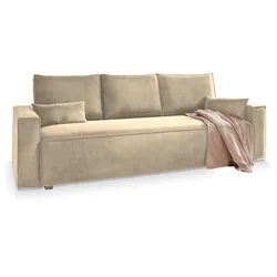BETTSOFA ALATRI Creme Velours-Stoff mit Schlaffunktion