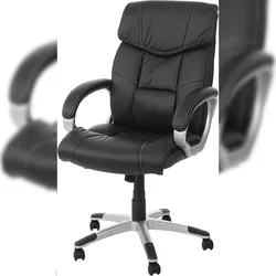 Décoshop26 - Schwarzer Bürostuhl aus Kunststoff mit Drehrollen höhenverstellbar 04_0001802