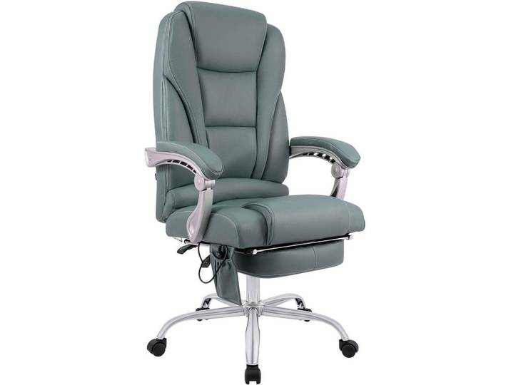 CLP Chefsessel Echtleder Grau, Metall, 69x118x64 cm, Büromöbel, Bürostühle, Chefsessel