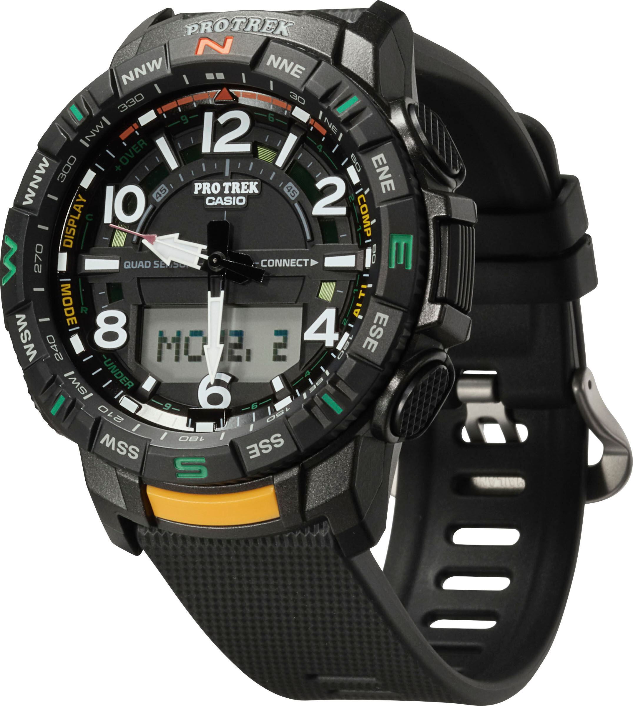 Smartwatch CASIO PRO TREK SMART, schwarz (schwarz, schwarz), Smartwatches, Herren, Smartwatch, Armbanduhr, Herrenuhr, Digitaluhr, Weltzeit, Bluetooth