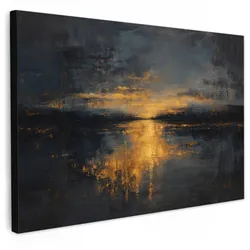 LEINWANDBILD Goldene Reflexion auf dem Wasser Wanddeko 90x60 cm