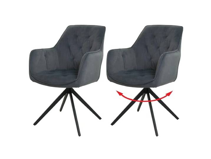 Mendler 2er-Set Esszimmerstuhl HWC-L80 Metall Stoff/Textil - anthrazit