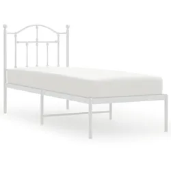 vidaXL Metallbett ohne Matratze mit Kopfteil Weiß 75x190 cm
