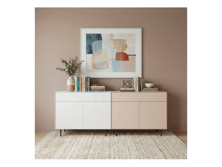 LeGer Home by Lena Gercke Lowboard Essentials, Kommode, Anrichte, Kombikommode, Schrank mit Metallfüßen, Breite: 111 cm, UV lackiert, Push-to-open-Funktion