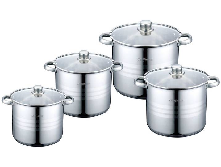 Cheffinger Kochtopf 8 tlg Edelstahl Induktion Kochtopf Topfset Deckel Topf 22/24/26/28cm, (8-tlg)