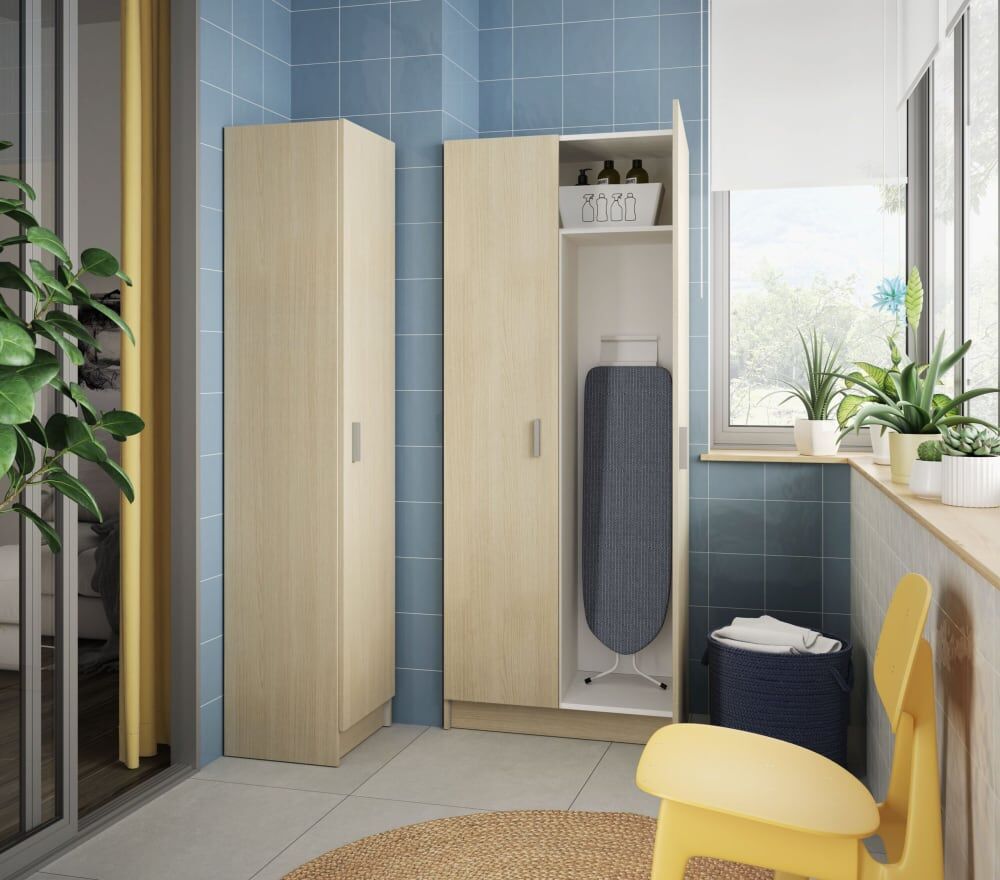 duehome Armario escobero 2 puertas - Roble