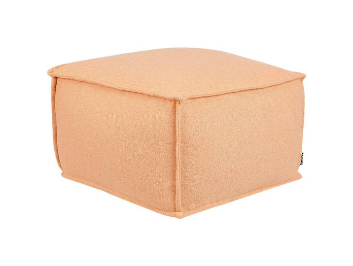 Beliani Pouf Baumwolle Orange Sherali, Holz, Akazie, Quadratisch, 50x30x50 cm, Wohnzimmer, Sessel, Hocker & Hockerbänke, Poufs