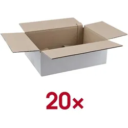 Nestler Wellpapp-Faltkartons 22,5/31,5/11,7 cm 20 Stück weiß, 22.5x11.7x31.5 cm