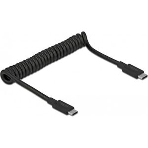 DeLock Ladekabel Spiralkabel 85350, schwarz, 1,2m, USB-C auf USB-C, 15W Schnellladekabel