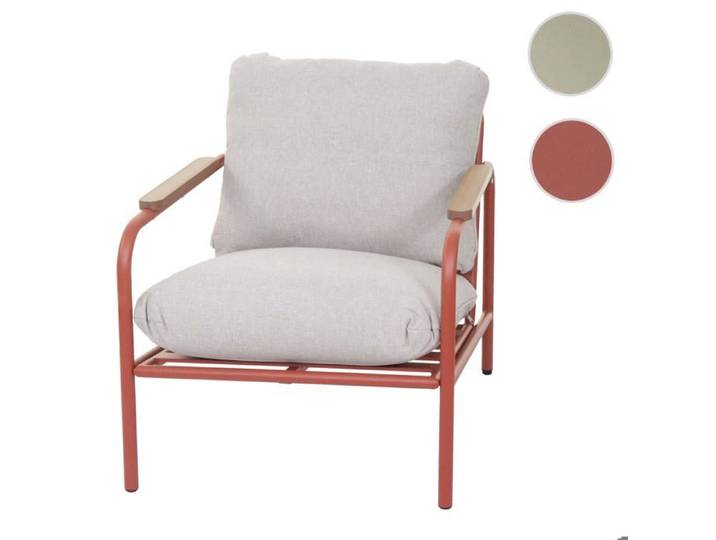 Fauteuil de jardin en aluminium HWC-O11 terracotta rembourrage beige