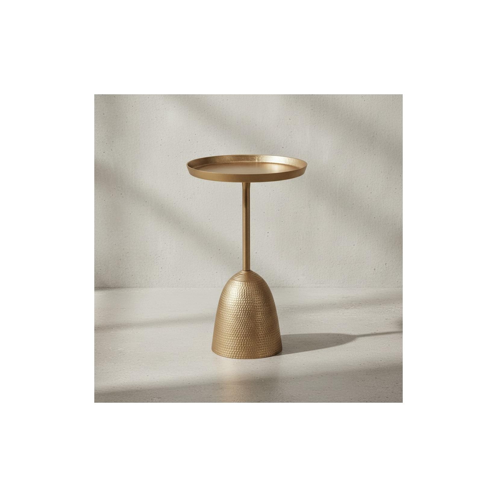 KADIMA DESIGN Runder Beistelltisch in Mattgold, lackiertes Aluminium, 33x33x53 cm