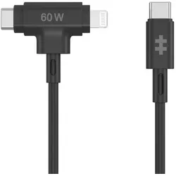 Hyper® HyperJuice USB-C und Lightning Hybrid-Silikonkabel (1,5m) - Schwarz
