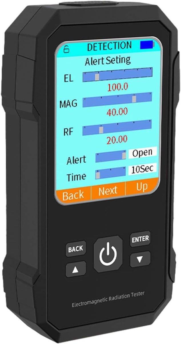 Stralingsdetector EMF Meter voor omgevingsmetingen met drie parameters tegelijk, Wit, B/D/H: 14 x 9 x 3,5 cm