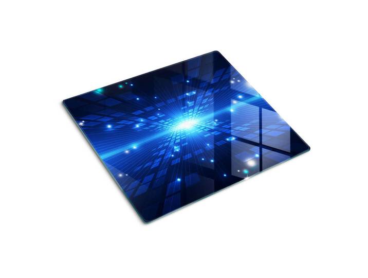 Tulup Glasplatte 60x52 cm Dreidimensional, Blau, Glas, 60x0.4x52 cm, Küchen, Küchenelektrogeräte, Herde, Herdabdeckplatten