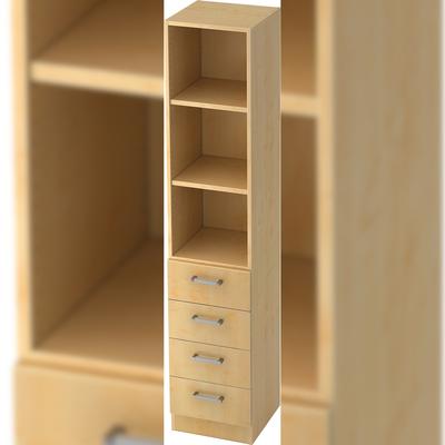 bümö office Aktenschrank Regal mit Schubladen, Büroschrank schmal - 40cm breit in Ahorn - Aktenregal & Schubladenschrank mit Chromgriffen, Büro Möbel