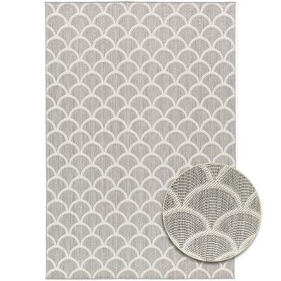 Teppich "Outdoorteppich RENEW - Arcs", grau (hellgrau,beige), B:120cm H:4mm L:170cm, Polyester, PRIMAFLOR-IDEEN IN TEXTIL, Teppiche, Teppich, Flachgewebe, boho, In- und Outdoor geeignet, Balkon & Terrasse
