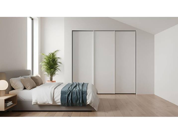 Schwebetürenschrank weiß Premium Dekore Creme­weiß