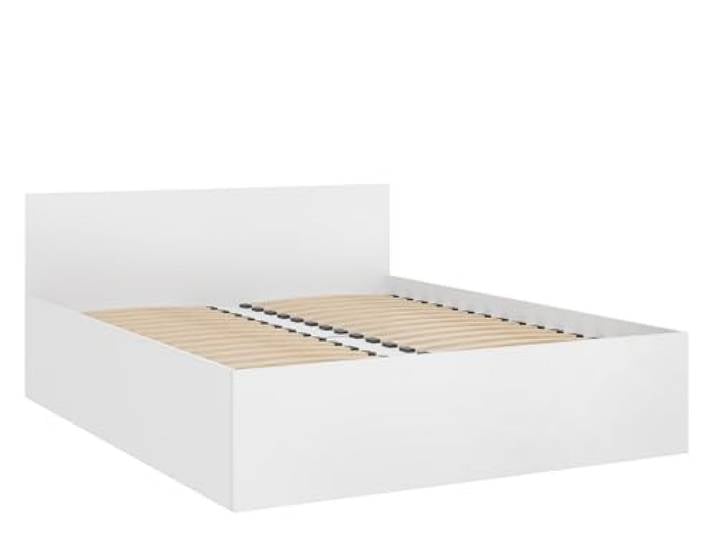 Mirjan24 Bett Tokyo, Elegante Doppelbett mit Lattenrost für Schlafzimmer, Bettgestell, Schlafmöbel, Ehebett (Alpinweiß, 180 x 200 cm)