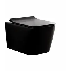 Tina Wand-WC ohne Rand mit Soft-Close-Sitz, schwarz