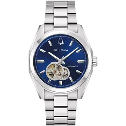Bulova 96A350 Herren-Automatikuhr Surveyor Open Heart Stahl/Blau