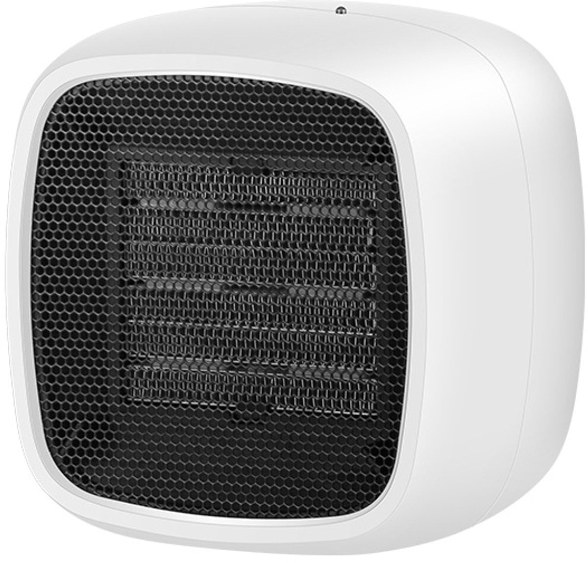 Compacte elektrische keramische ventilatorkachel in wit met kantelbescherming
